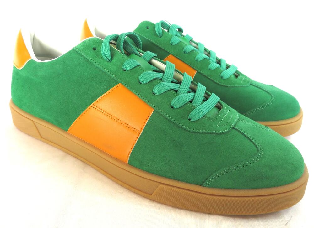 New ZARA Green/Orange Multi-Color Suede Leather Sneakers Men's Sz 12 EU 45
